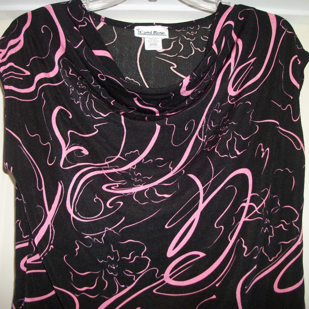 RETRO 90S LOOK CAROL ROSE PINK BLACK KNIT BLOUSE L